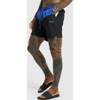 👉 Middellange Gerecyclede Colour Block Zwembroek, Blue