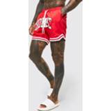 👉 Gerecyclede Korte Varsity Zwembroek Met Taille Band, Red
