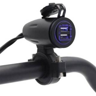 👉 Motorfiet blauw active Motorfiets USB-oplader met waterdichte hoes Schakelaarbediening (blauw licht)