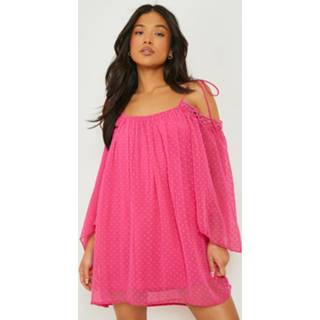 👉 Petite Dobby Mesh Mini Jurk, Bright Pink
