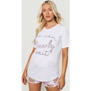 👉 Zwangerschap 'We Can Bearly Wait' Pyjama Set Met Shorts, Brown