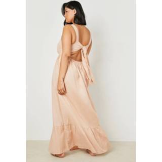 👉 Jurk linnen terracotta Plus Maxi Met Rug Strik En Bandjes,