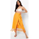 👉 Geknoopte Midi Strand Rok Met Kwastjes En Strik, Orange