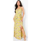 👉 Petite Geweven Bloemen Maxi Wikkel Jurk, Yellow