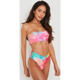 👉 Tie Dye Bikini Broekje Met V-Taille, Pink