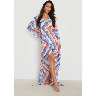 Geo Print Maxi Strand Jurk, Blue