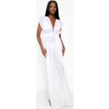 👉 Maxi Strand Jurk Met Strik En Laag Decolleté, White