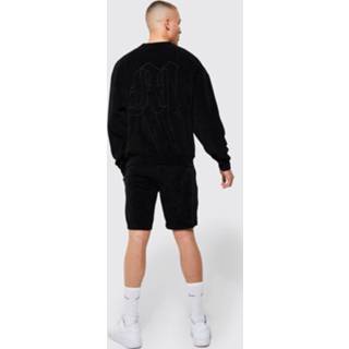 👉 Oversized Velours Geborduurd Trainingspak Met Shorts, Black