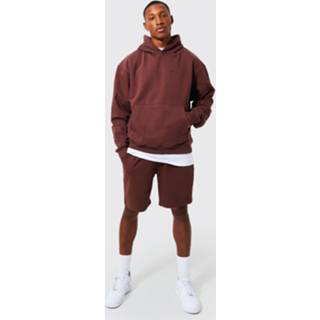 👉 Dik Loopback Trainingspak Met Capuchon En Shorts, Chocolate
