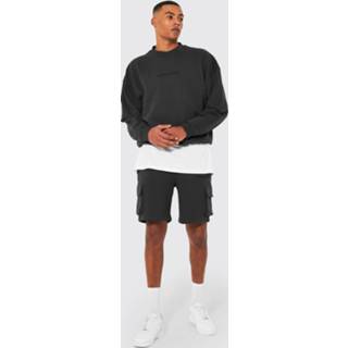 👉 Dik Cargo Loopback Trainingspak Met Shorts, Charcoal