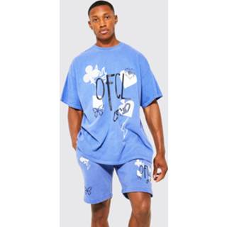 👉 Oversized Ofcl Set Met Schets En Shorts, Cobalt