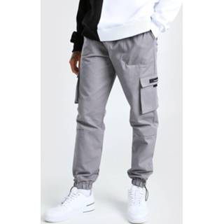👉 Keperstof Regular Fit Cargo Joggingbroek Met Riem, Slate