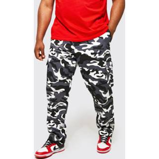 👉 Plus Camouflage Cargo Broek Met Taille Band, Black