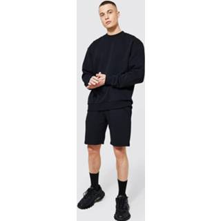 Oversized Trainingspak Met Trui Met Met Brede Nek En Shorts, Black