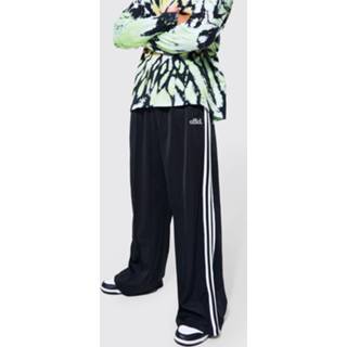 👉 Official Man Gestreepte Tricot Baggy Joggingbroek, Black