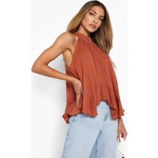 Kaasdoek Halter Swing Top Met Geplooide Zoom, Tan