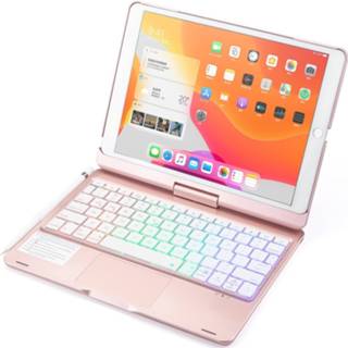 👉 Bluetooth toetsenbord rose goud active IPad 10.2 2019 / 2020 case - QWERTY hoes met Touchpad&Toetsenbord verlichting 360 graden draaibaar 8719793121602