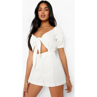👉 Keperstof Cut Out Romper Met Strik, Ecru