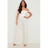 👉 Asymmetrische Wide Leg Jumpsuit Met Losse Col En Ceintuur, White