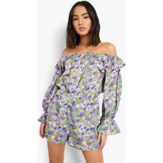 👉 Bloemen Romper Met Ruches, Purple