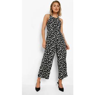 👉 Culotte Jumpsuit Met Stippen En Gekruiste Rug, Black