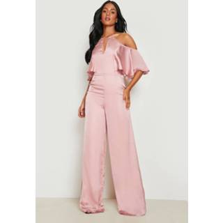 👉 Tall Wide Leg Gelegenheids Jumpsuit Met Uitgesneden Schouders, Rose