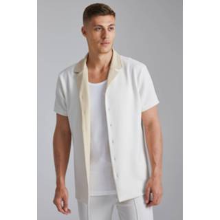 👉 Short Sleeve Jersey Textured Shirt, Ecru