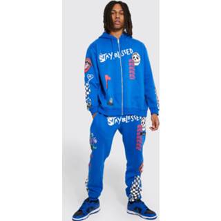 👉 Oversized Graffiti Trainingspak Met Tank Met Capuchon, Cobalt