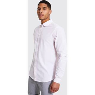 Tall Long Sleeve Penny Collar Stripe Shirt, Dusky Pink