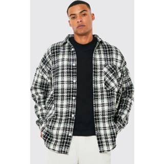 👉 Oversized Geruit Bouclé Overhemd, Ecru