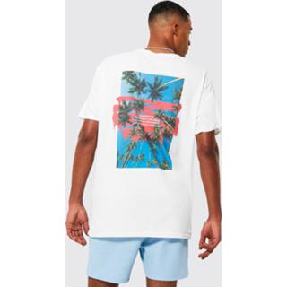 👉 Oversized Palm Print T-Shirt Met Rugopdruk, White