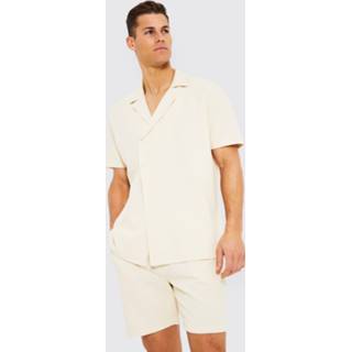 👉 Overhemd beige s Light Tall Wikkel Met Korte Mouwen En Shorts Set,