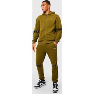 👉 Man Gestreept Trainingspak Met Tank En Capuchon, Khaki