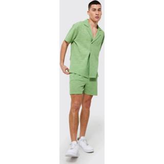 👉 Short Sleeve Waffle Wrap Shirt And Short, Khaki