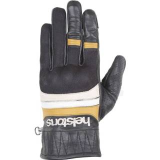 👉 Glove zwart beige wit geel leather active Helstons Bull Air Ete Mesh Black White Yellow Gloves T12 3662136097056