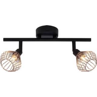 Plafondlamp zwart roodkoper active Brilliant Dalma 2-lichts met 21013/76 4004353240331