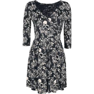 👉 Korte jurk zwart vrouwen m Black Premium by EMP - Kleid mit Skulls & Roses Print 4064854354395