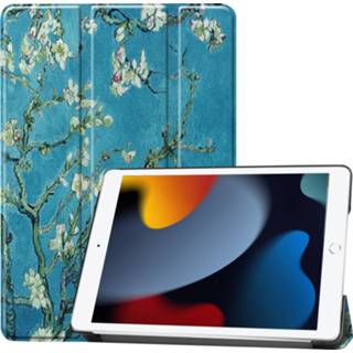 Tablethoes witte active Case2go - Tablet hoes geschikt voor iPad 2021 10.2 Inch Tri-Fold Book Case Bloesem 8719793151838