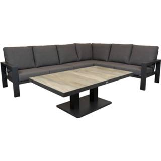 👉 Terrastafel aluminium grijs Qopps Montana hoekset met Camos tuintafel