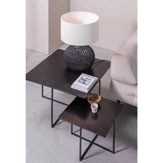 👉 Bijzettafel bruin metaal active Bijzettafels Olan warm set van 2 8714713160952