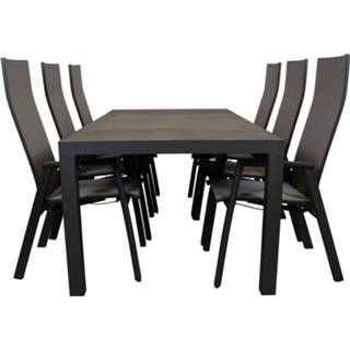 👉 Terrastafel aluminium grijs Qopps Levas tuintafel met Palsa gasveer verstelbare tuinstoel