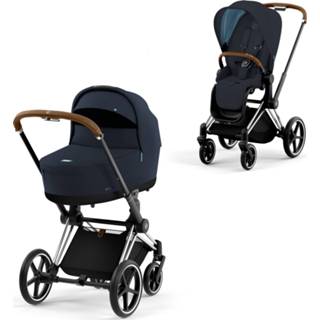 👉 Kinderwagen bruin blauw active kinderen Cybex Priam 4 Compleet Plus - Chrome Brown Frame Midnight Blue 2500001516473