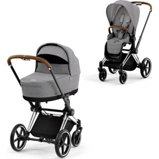 👉 Kinderwagen bruin grijs active kinderen mannen Cybex Priam 4 Compleet Plus - Chrome Brown Frame Manhattan Grey 2500001516466