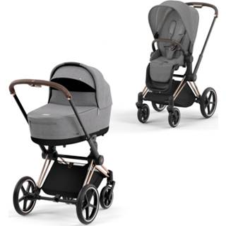 👉 Kinderwagen grijs active kinderen mannen Cybex Priam 4 Compleet Plus - Rosegold Frame Manhattan Grey 2500001516404