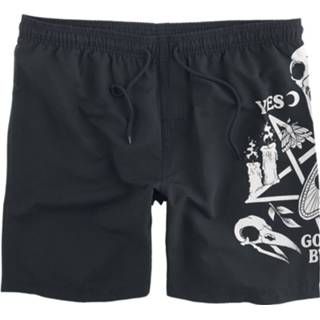 👉 Zwembroek zwart mannen m Gothicana by EMP - Badeshorts mit Symbolen 4064854447868
