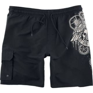 👉 Zwembroek zwart mannen m Black Blood by Gothicana - Badeshorts mit Mechanischem Print 4064854447912