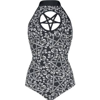 👉 Zwempak zwart vrouwen m Gothicana by EMP - Badeanzug mit Pentagramm und Alloverprint 4064854449077