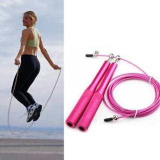 Handvat rood aluminium touw rose active Training Sports Fitnesslager Staaldraad Skipping Touw, Lengte: 3M (Rose Red)