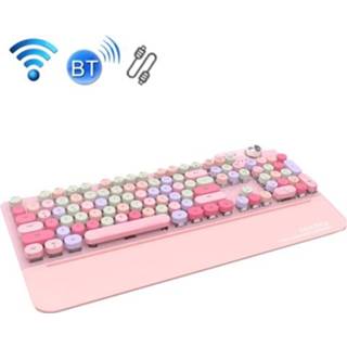 👉 Toetsenbord roze active MOFII GEEZER G7 107 Sleutels Wired / Wireless Bluetooth Drie Modus Mechanisch toetsenbord, Kabellengte: 1.5m (Barbie Pink)