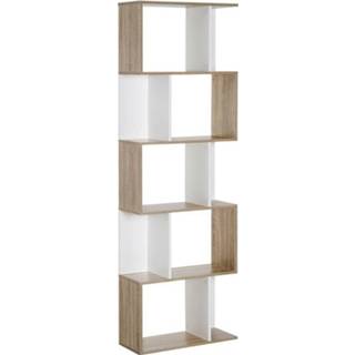 👉 Boekenkast wit active HOMdotCOM S-vormig displayrek Rechtopstaande plank 5-etage moderne ruimteverdeler Spaanplaat 60 x 24 184,5 cm 6011602775795